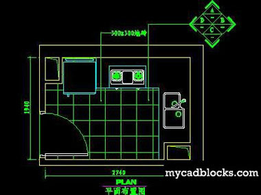 Kitchen CAD plane and elevation 85